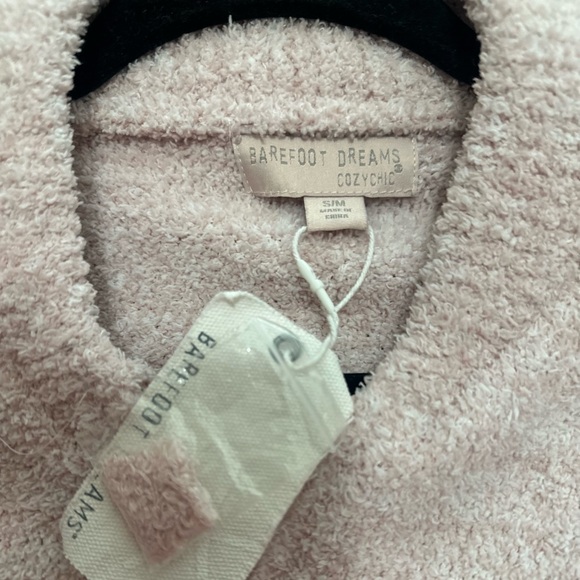 Barefoot Dreams CozyChic® V-Neck Zip Front Robe Size S/M Dusty Rose White NEW. - Picture 6 of 8